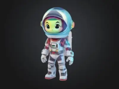 Cartoon Astronaut Character for Games Animations High Poly Free 3D model