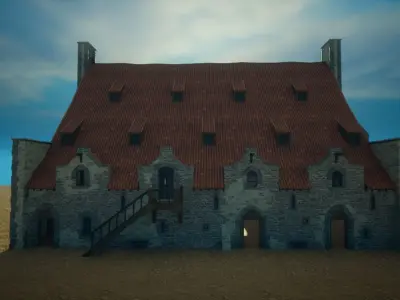 Medieval old build11-interior and exterior design Low-poly 3D model