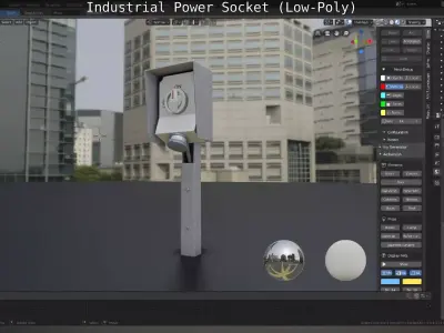 Industrial Power Socket Low-Poly Version Low-poly 3D model