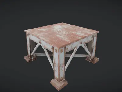 rusty industrial square table 3D model