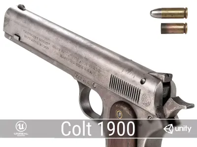PBR Colt 1900 Pistol Low-poly 3D model
