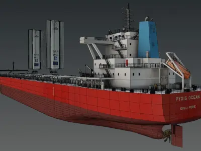 Wind-powered bulk carrier vessel 3D model Low-poly 3D model
