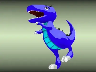 Blue Dino Anim Low-poly 3D model