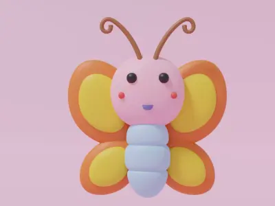 Cartoon Cute Butterfly 3D model
