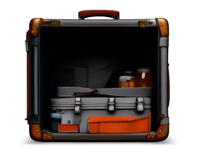 Vintage Travel Suitcase with Accessories Low-poly 3D model