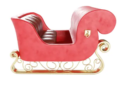 Santa reindeer Sleigh 3d model  3D model