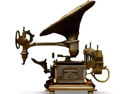 Steampunk Gramophone 3D Model Low-poly 3D model