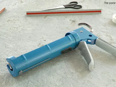 Sealant Gun with Ergonomic Handle Blue 3D model