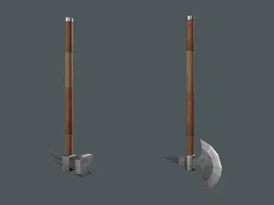 low poly weapon two axes Free 3D model