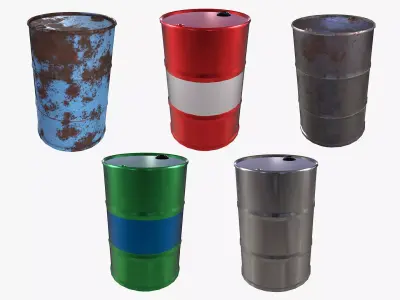 Oil Barrels 3D Model Pack