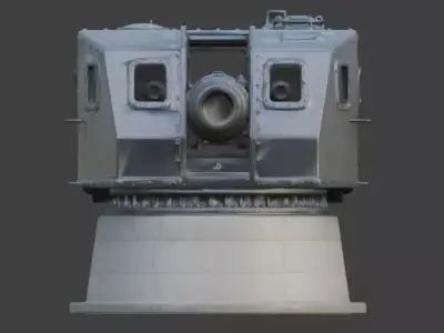 WWII Coastal Defense Battery 3D  Low-poly 3D model