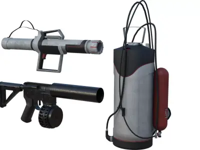 Firefighting tools Low-poly 3D model