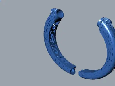 Halcyon Lion Head Torque Bangles Bracelet B 13 3D print model