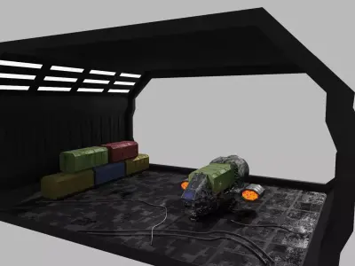 Space Ship With Landing Bay 3D model