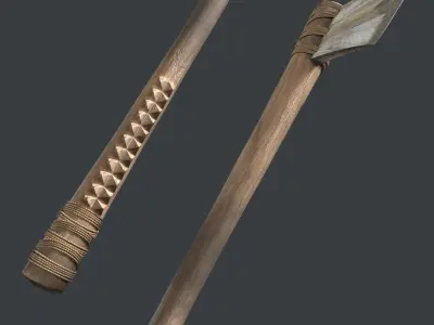 Ancient Bone Ax Low-poly 3D model
