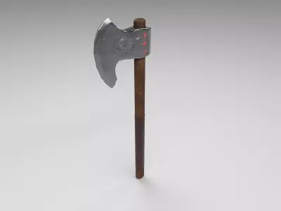 Viking Axe Low-poly 3D model 8