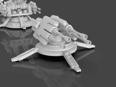 Turret and AA Gun Defense Pack - 3 - 20 Props - Untextured 3D model