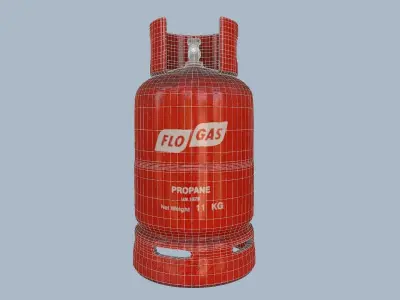 Gas Cylinder Red Low-poly 3D model