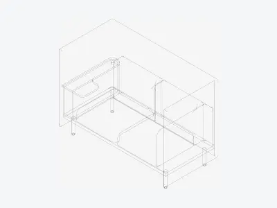 Furniture - Sofa - Contemporary - Flame Work Shelf - Left Low-poly 3D model