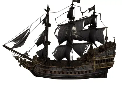 Pirate Ship Realistic Wooden Galleon 3D model purchase