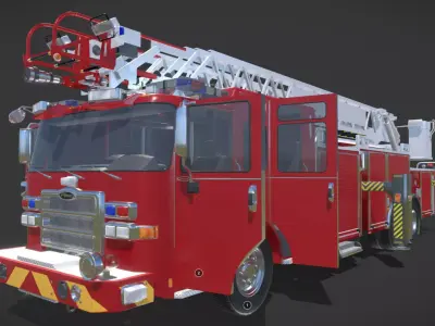 Firetruck Pierce 105 HEAVY-DUTY STEEL AERIAL LADDER Low-poly 3D model