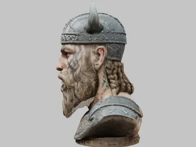Viking Warrior Bust 3D Model - High-Quality Low-poly 3D model