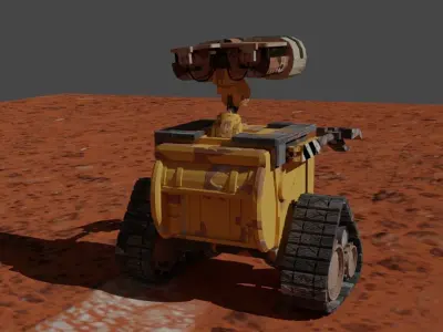 WAll-E wall e robot on desert Low-poly 3D model