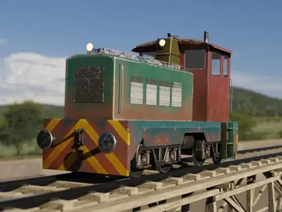 Railway Bridge 3D models complete of locomotive 3D model