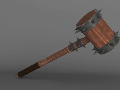 Medieval mace Low-poly 3D model 12