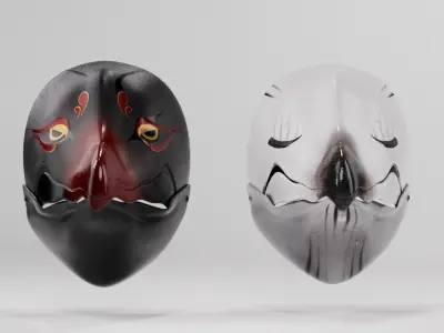 Japanese bird mask Low-poly 3D model