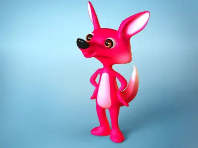 Fox cartoon character Low-poly 3D model