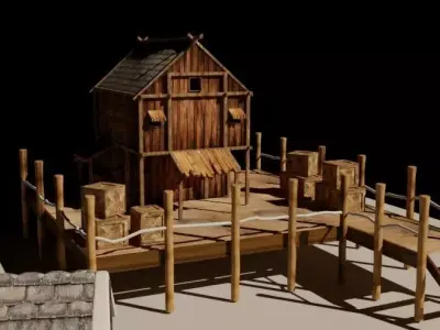 Modular Medieval Village - Game Ready 3D model Low-poly 3D model
