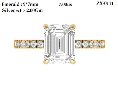 Emerald Art Deco Ring 3D print model 16