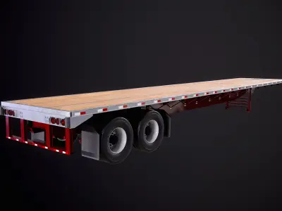 Flatbed Semi-Truck Trailer  purchase 3D model