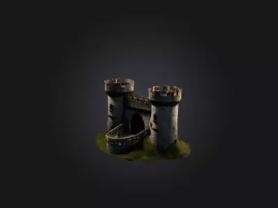 Realistic Castle Wall Model Low-poly 3D model