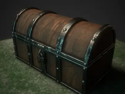 Old Chest Low-poly 3D model
