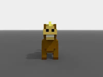 Voxel Horse  Low-poly 3D model
