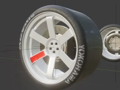 TE37 Rims with Advan Yokohama Tires Free 3D model