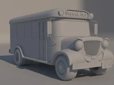 Cartoon school bus Low-poly 3D model purchase