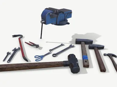 Set of tools 02 Low-poly 3D model