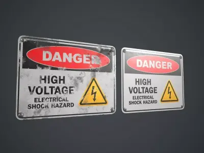 Plastic Danger sign PBR Game Ready Low-poly 3D model purchase