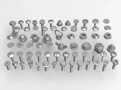 Screw Collection Low-poly 3D model