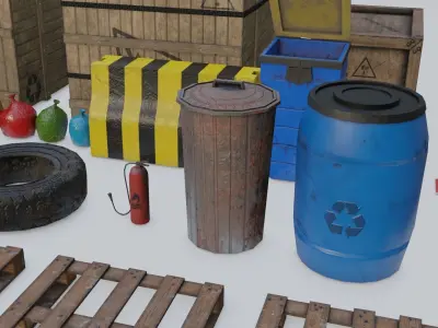 Construction Site props Low-poly 3D model purchase