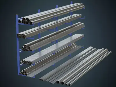 Pipe Rack 1 Basic Low-poly 3D model