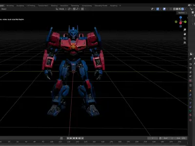 Stylized Mecha Warrior  Red and Blue Armor Variant Low-poly 3D model