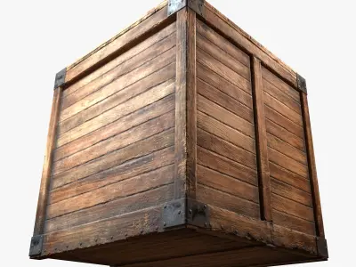 Wooden Crate Game Ready PBR Textures Low Poly Low-poly 3D model