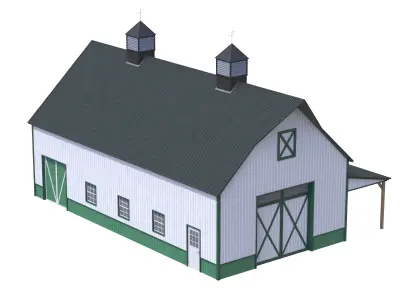 Green Industrial Building 10 Free low-poly 3D model