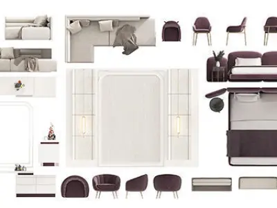 FLOOR PLAN 2d furniture top view 3D render realistic part 3 3D model