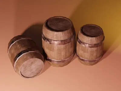 Wooden barrels Low-poly 3D model buy