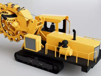 Wheel Trencher Heavy Machinery Construction Vehicle Low-poly 3D model